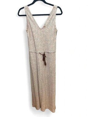 Vintage Esprit tank top maxi dress with multicolored stripes & tie waist size M